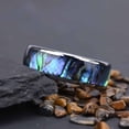 thumbnail image 4 of Tungsten Couple Rings Polished Curved Band with Shell Inlay, 4 of 12
