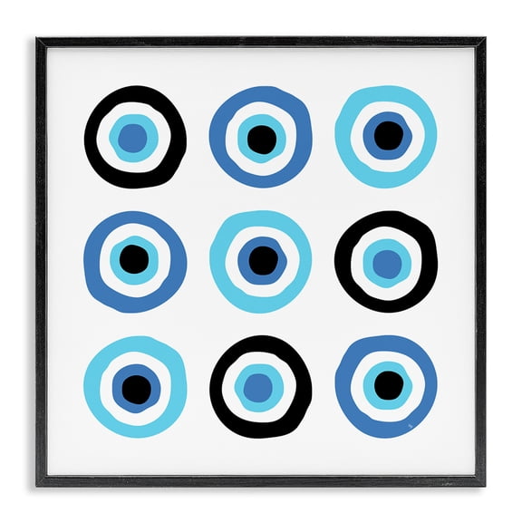 Stupell Industries Eclectic Art Deco Evil Eyes Black Framed Giclee Art, 12 x 12, by Martina Pavlova