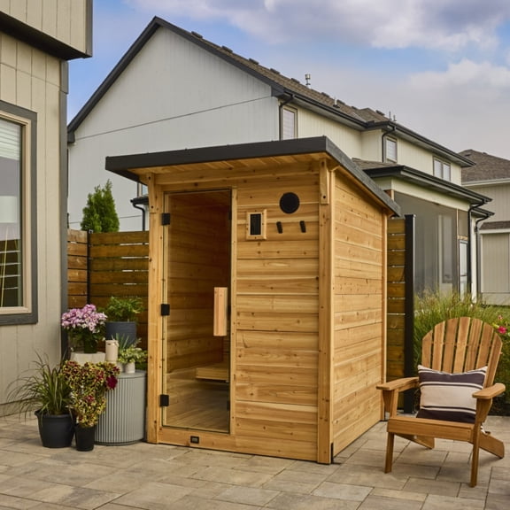 Backyard Discovery Henley 2-4 Person Cedar Outdoor Cabin Sauna, 9kW Electric Heater