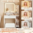 thumbnail image 7 of Akaber Makeup Vanity Desk with Mirror and Lights, 26.5" Small Vanity with Large Drawer and 6 Level Storage, White Vanity with 3 Color Lighting Modes, 7 of 7