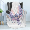 thumbnail image 4 of Tribal Soft Flannel Fleece Throw Blanket, Geometric Design Aztec Style Bohemian Retro Print, Cozy Plush for Indoor and Outdoor Use, 60" x 80", Coral Pink and Blue, by Ambesonne, 4 of 5