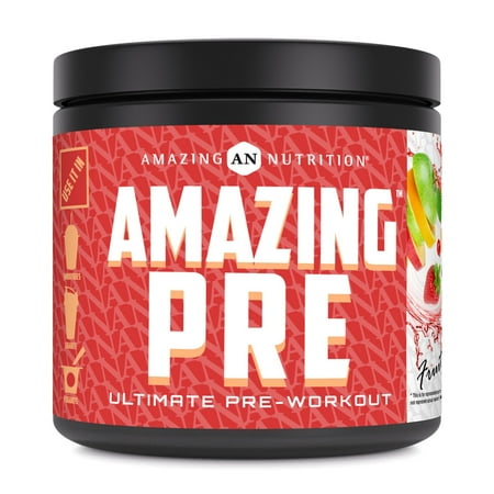 Amazing Nutrition Amazing PRE 210g-Ultimate Pre Work Out - Fruit Punch Flavor | BCAAs, Creatine HCI, Citrulline Malate, Beta-Alanine, Betaine, & More | 30 Servings Per Bottle | 1 Scoop(7g) Per Serving