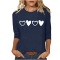 thumbnail image 1 of Plebaso Chemises à Manches 3/4 pour Femmes Mignonnes avec Cœur Hauts Amples Décontractés Blouses à Col Rond T-Shirts Imprimés, 1 of 4