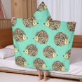 thumbnail image 5 of Cute Green Hedgehog Pattern Hooded Bath Towel，60"x35" for Ages 3 To 12 Kids, Quick Dry Lightweight Soft Microfiber Hood Beach Towel Cover Up for Kids, 5 of 7