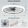 thumbnail image 4 of LISUNAR Ceiling Fans with Lights,20" Low Profile Ceiling Fan with Light,Dimmable LED Ceiling Fan,Modern Flush Mount Fan Light,App & Remote Control,Bladeless Ceiling Fans for Bedroom,Living Room-Brown, 4 of 10