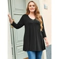 thumbnail image 1 of LARACE Tuniques à Fleurs pour Femmes à Manches 3/4 Chemises d'Été Décontractées Chic Blouses Hauts Noir 2X, 1 of 5