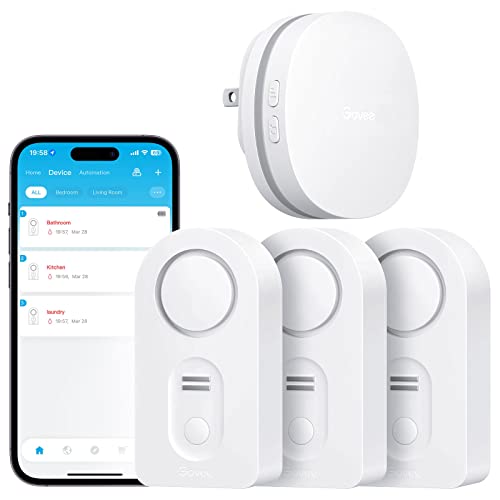 Govee WiFi Water Sensor 3 Pack, Water Leak Detector 100dB Adjustable