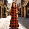 thumbnail image 5 of Atogsazn Girl's Summer Plaid Maxi Dress Kids Casual Flowy Ruffle Short Sleeve Dresses Tiered Sundress Orange 7-8 Years Fashion, 5 of 7
