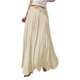 thumbnail image 5 of Ygbgbb Women's 2026 Summer Casual Maxi Skirt High Waisted Boho Flowy A-Line Skirt with Belt Fashion Solid Long Skirt for Beach Party and Everyday Wear Beige S, 5 of 6