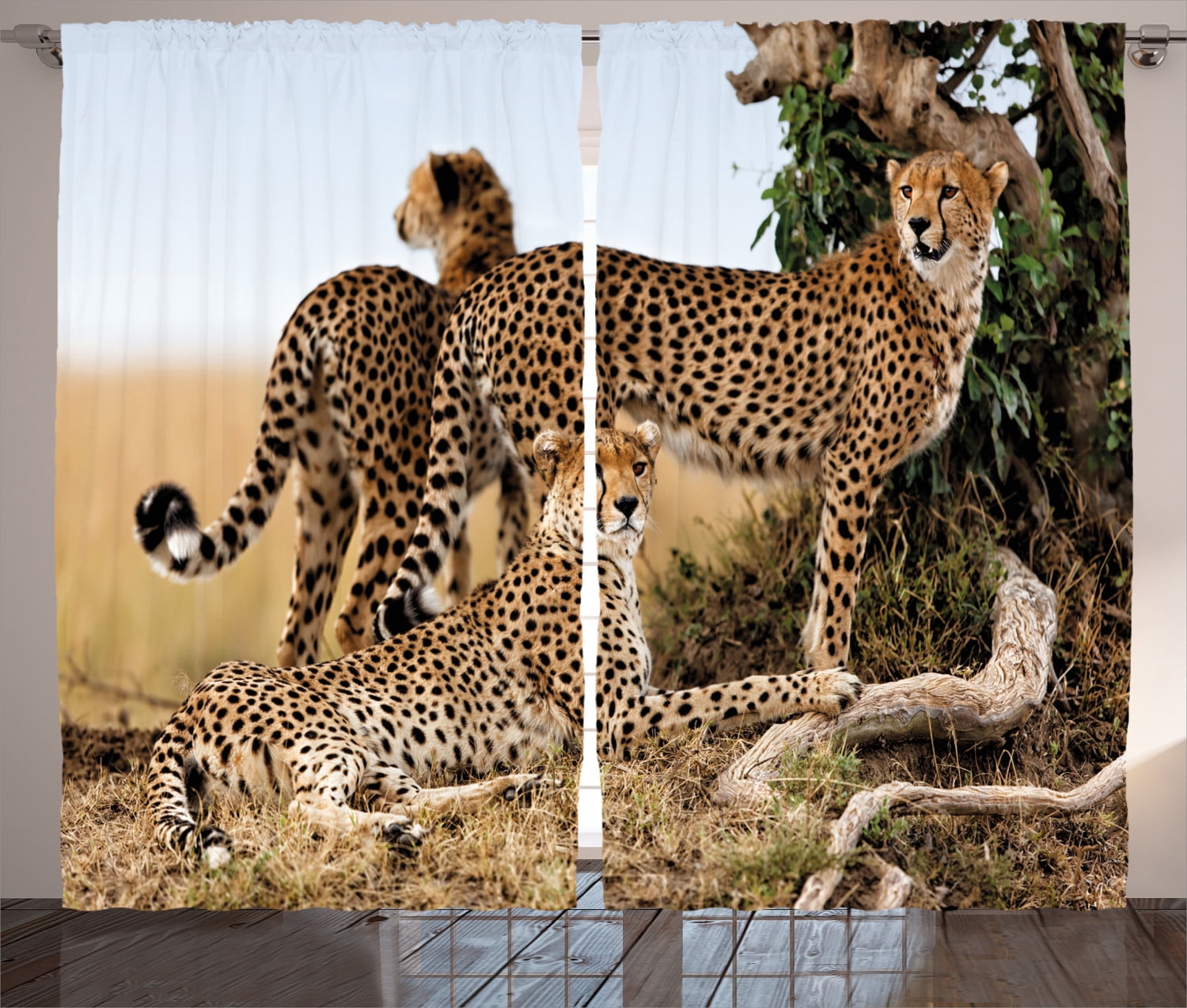 Safari Wildlife Collection Decor Leopard Africa Animal Print Curtain 2 Panel Set 