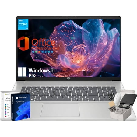 HP 17 Laptop for Business and Students - 32GB RAM, 1TB SSD, Microsoft Office Lifetime License, 17.3" HD+ 250 Nits IPS Display, Intel Core i3 Processor, Anti-Glare, HD Camera, Wi-Fi-6, Windosw 11 Pro