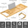 thumbnail image 6 of Luxury Bathtub Caddy Tray for Tub - Foldable Bamboo Bath Table Tray with Book & Wine Glass Holder & Soap Holder, Expandable Bathroom Accessories for Spa or Reading Lite Style, Bath Accessories Sets, 6 of 7