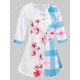 thumbnail image 2 of Camiseta de Talla Extra con Estampados de Flores y Cordones Rosegal  Camisetas tallas grandes, 2 of 5
