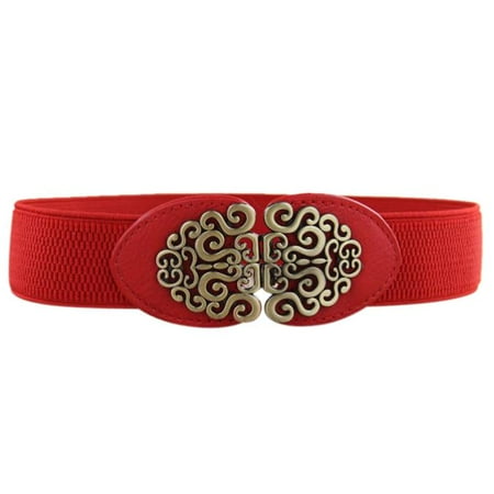 - Iuhan Alloy Flower Vintage Leather Belt Belt Straps For Women Red