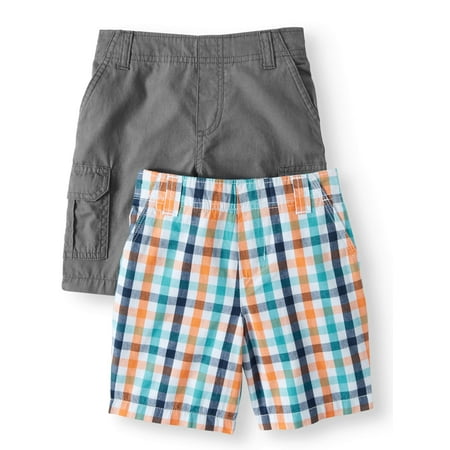 - Woven Shorts - Cargo, Stripes, Prints, and Plaid, 2-Piece Multi-Pack Set (Little Boys & Big Boys)
