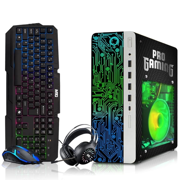 Restored HP G4 Gaming Desktop Computer PC Carbon Black AMD A10-9700,16GB RAM,256GB SSD OS+2x500GB HDD,GT 730 Graphics,RGB KBM with AI Copilot,WiFi,RGB Headphone,Windows 11