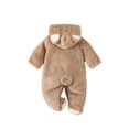 thumbnail image 4 of Gunia Toddler Boys Girls Hooded Pajamas Hooded Winter Romper Jumpsuit Flannel Snowsuit Bodysuit Onesie Clothes Set Coffee 0-3 Months, 4 of 7