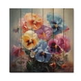 thumbnail image 3 of Designart "Colorful Pansies love expression I" Floral Print on Natural Pine Wood, 3 of 5