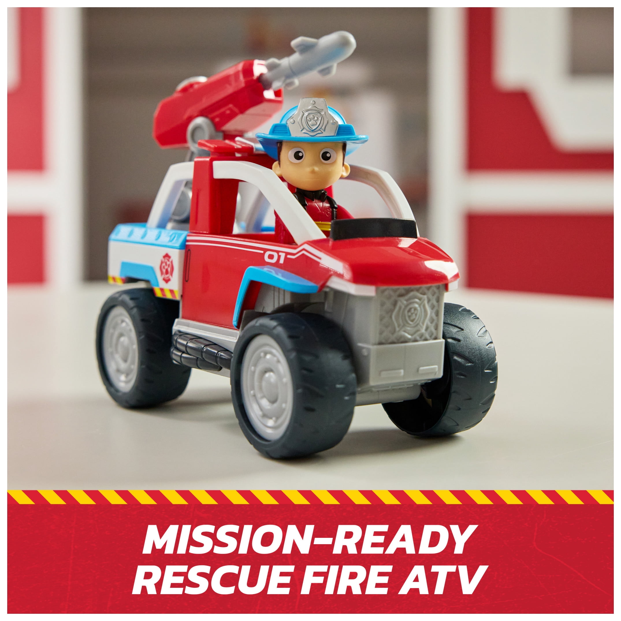 PAW Patrol Fire Rescue, Fire ATV Vehicle with Ryder Figure & Drone Launcher, for Kids 3+
