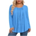 thumbnail image 1 of Hauts pour Femmes Grande Taille, Chemises Décontractées à Manches Longues Coupe Décontractée, Blouses à Col Rond T-Shirt Surdimensionné Confortable, Tenue d'Intérieur Tendance 2026 pour Usage Quotidien, 1 of 6