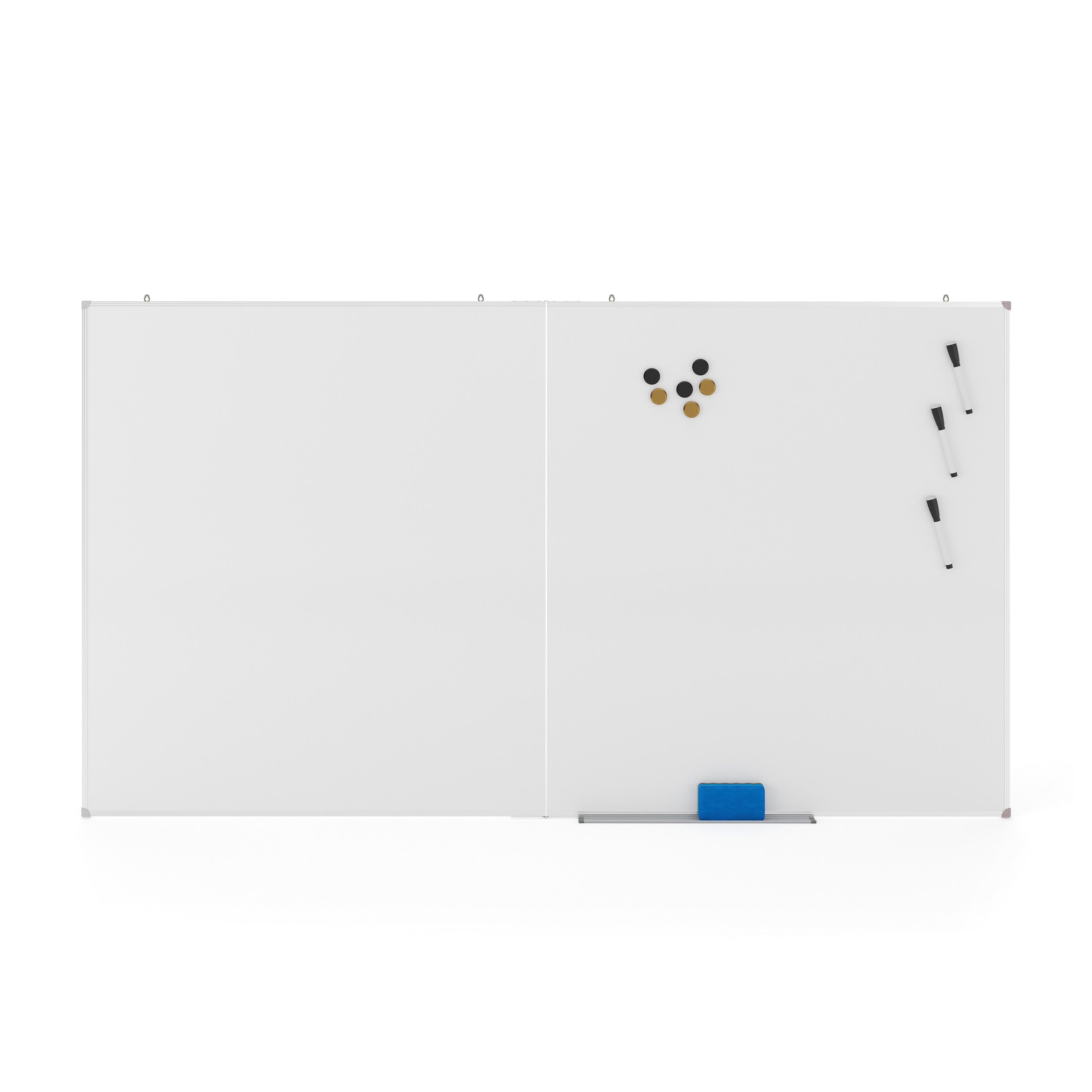 BizChair Commercial 72" x 40" Whiteboard, Aluminum Magnetic Dry Erase Board with Wall Mount, Marker Tray, Eraser, 3 Markers, 6 Magnets