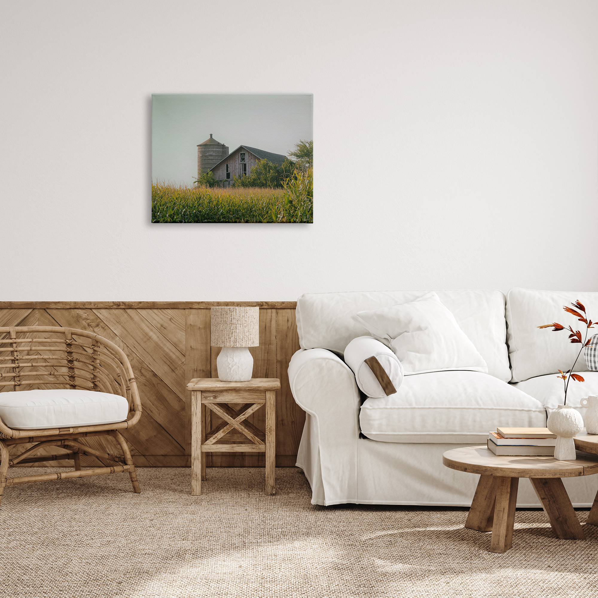 Stupell Industries Soothing Countryside Barn Clear Sky Rural Grass Photograph Gallery Wrapped Canvas Print Wall Art, Design by Daphne Polselli