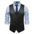 thumbnail image 2 of JINMGG Mens Tops Clearance under $5,Men Solid Fashion Have Pockets Single Breasted Stage Costume Vest Tops Blouse Black S, 2 of 9