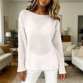 thumbnail image 3 of QASIEATN Women's Mesh Long Sleeve Tops Boat Neck See Through Lightweight Sweater Crochet Knit Tops Fall Fashion Outfits for Women, 3 of 5