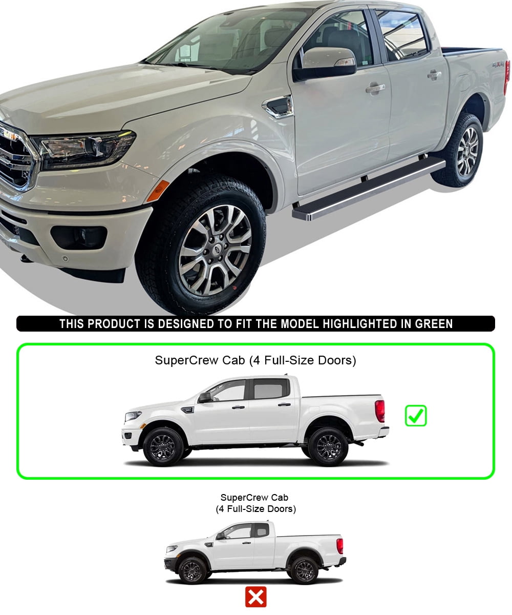 APS Running Boards 6 inches Compatible with Ford Ranger 2019-2023 SuperCrew Cab 4-Door (Nerf Bars Side Steps Side Bars)