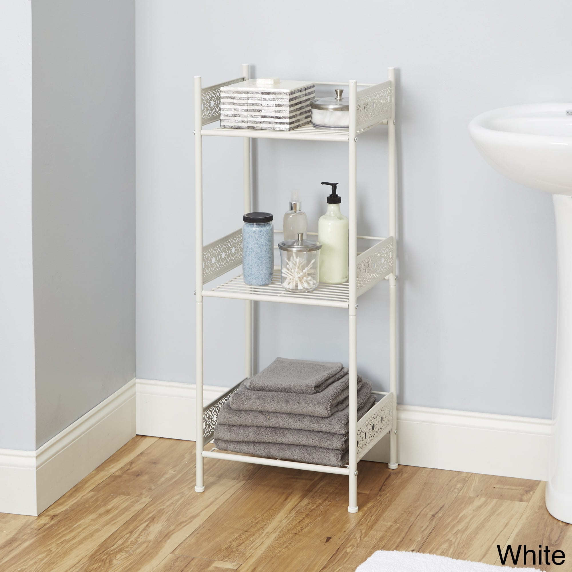 Silverwood Filigree Bathroom Collection Floor Shelf 36 H Nickel