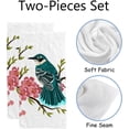 thumbnail image 2 of GZHJMY Fingertip Hand Towels, 2 Pack Pcs Bird Sitting on a Branch of Cherry Blossoms Absorbent Face Bath Towels for Bathroom Kitchen, 30"x15", 2 of 6