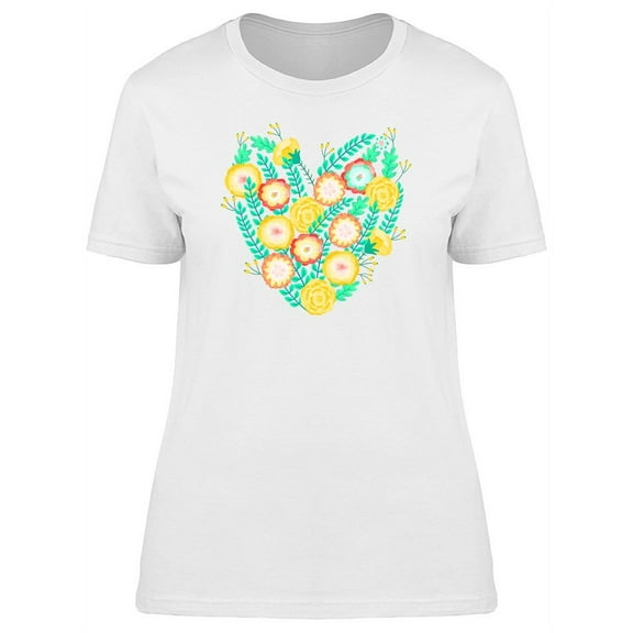 Flower Arrangment Heart Doodle T-Shirt Women -Image by Shutterstock, Female XX-Large