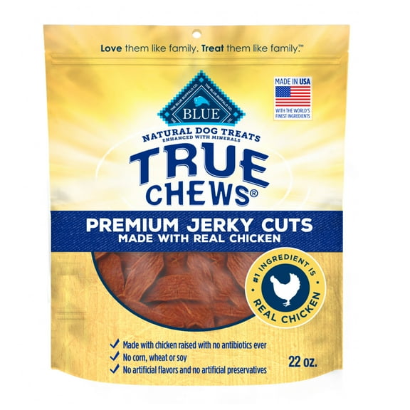 Blue Buffalo True Chews Premium Jerky Cuts Natural Dog Treats, Chicken, 22oz bag