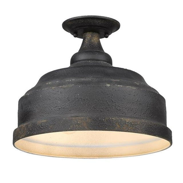 Golden Lighting 0806-SF ABI Keating Semi-Flush&44; Fer Noir Antique