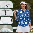 thumbnail image 6 of Binienty Blue Star Baseball Women Sport Shirts 3/4 Sleeve Sport Shirts Soft and Comfortable Quarter Zip Lightweight with Collar Shirt Fit Plain Suitable for Tennis Enthusiasts, 6 of 7
