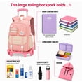 thumbnail image 4 of Wadan 17-Inch 6-Wheel Rolling Daily School Backpack – Stylish Trolley & Shoulder Bag for Girls, 4 of 9