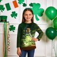 thumbnail image 2 of Tauxra Chandail de la Saint-Patrick pour Adultes, T-Shirt à Manches 3/4 Imprimé Col Rond, T-Shirt Graphique Trèfle Décontracté à Manches Longues pour Activités Festives, 2 of 6