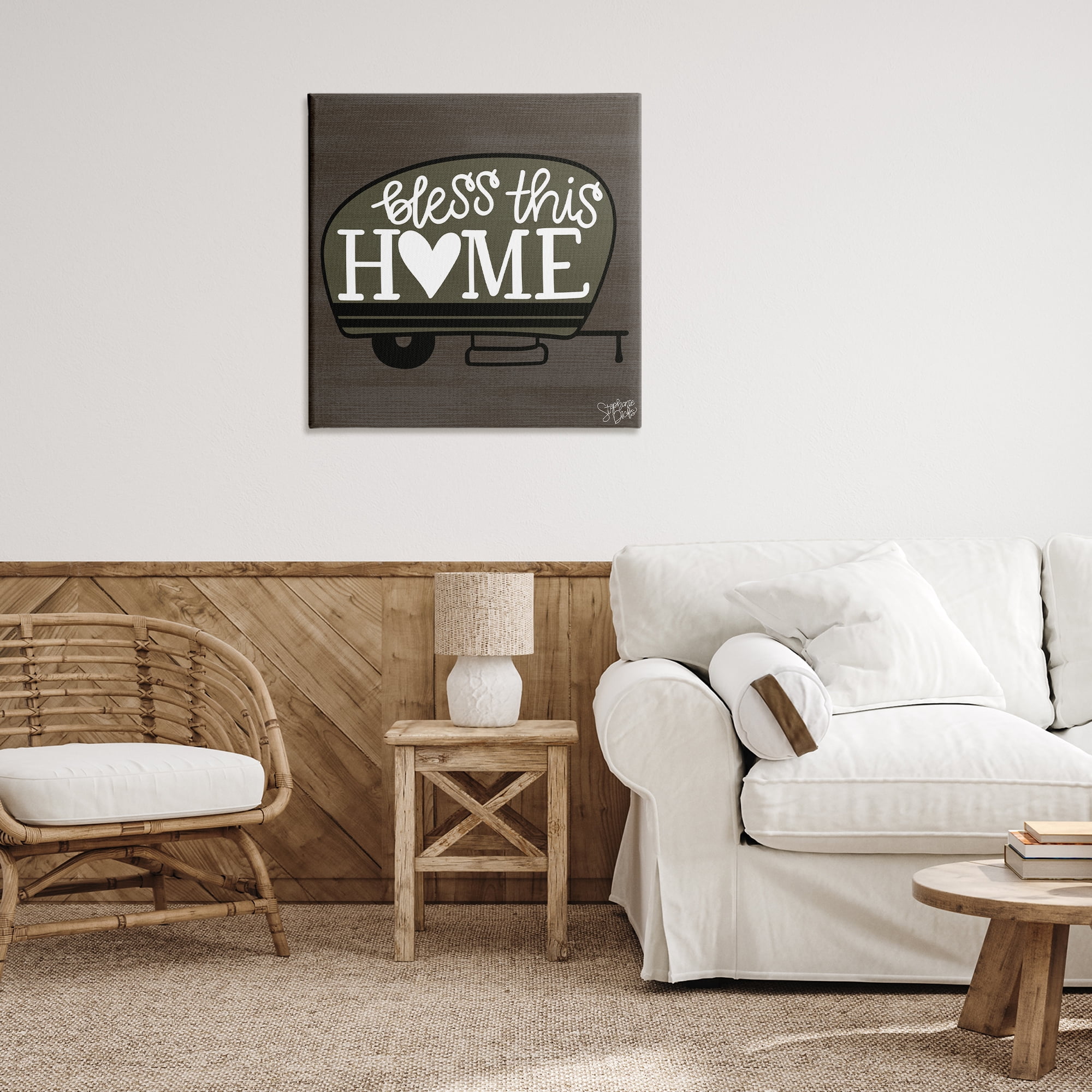 Stupell Industries Bless This Home Camper Text & Numbers Painting Wrapped Canvas Art Print Wall Art, 30 x 30