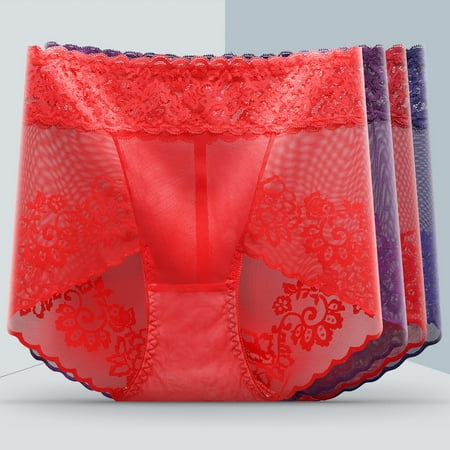 

Women High Waisted Lace Waistless Mesh Underwear Oversized Briefs Note Please Buy One Size Larger