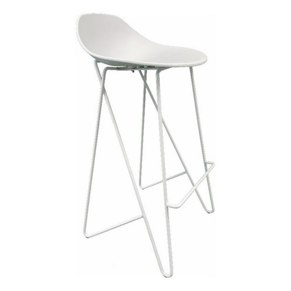 Bert 30 Inch Barstool Chair Set of 2- Low Back- Geometric White Metal