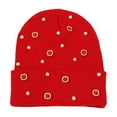 thumbnail image 3 of Bling Rhinestone Double Layer Knit Beanie Hats for Women Girls Warm Lined Winter Hat Thick Skull Cap,Red, 3 of 4