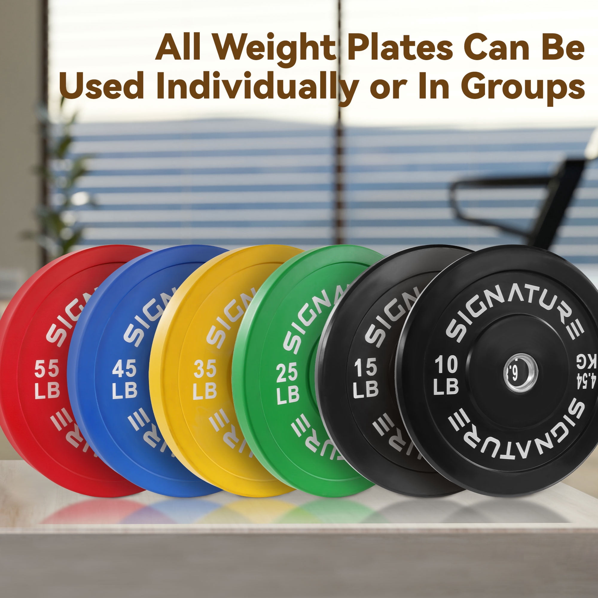 BalanceFrom Signature Fitness Bumper Plates, 35 lbs Pair – Crafted from 100% Virgin Rubber for Maximum Durability, Low Odor, and Superior Protection for Floors and Equipment