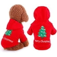 thumbnail image 2 of Santa Pet Cat Dog Costume Merry Christmas Tree Pattern Clothes Cotton Hooded Winter Coat for Cat Dog (Size XL), 2 of 5