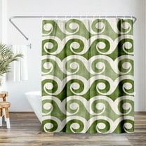 Americanflat 71" x 74" Shower Curtain, Retro Waves In Green by Modern Tropical