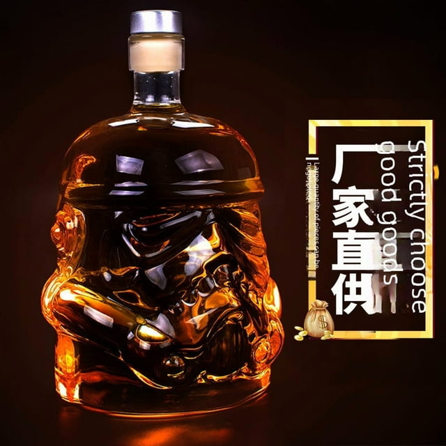 5-Piece Star Wars Stormtrooper Glassware Set: Heat & Cold Resistant High-Borosilicate Glass Decanter with 4 Double-Layered Cups – Creative Retro Style for Spirits, With Ice