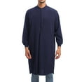 thumbnail image 2 of Mens Button Down Shirt Shirt Bulk Dress Shirts Men X Large Mens Shirts Tee N Big And Tall T Top Print Dress Button Arabic Style Fashion Long Men's Solid Robe Navy M, 2 of 5