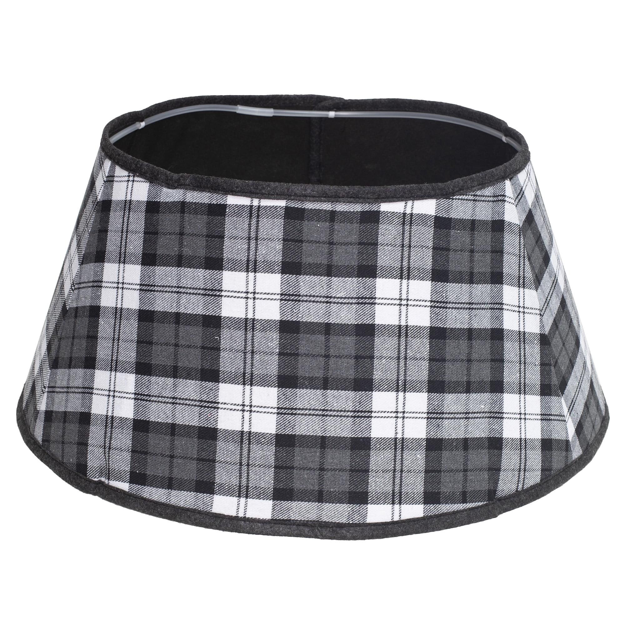 Holiday Time Black & White Plaid Stand Band Christmas Tree Collar