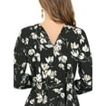 thumbnail image 6 of INSPIRE CHIC Women's Vintage Chiffon Long Sleeves Keyhole Belted Floral Dress Black S, 6 of 7