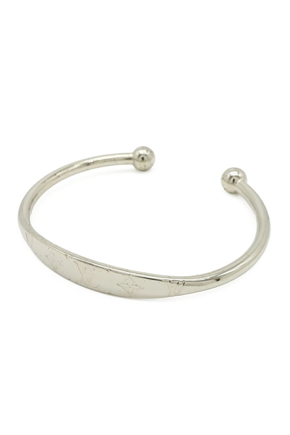Pre-Owned LOUIS VUITTON Louis Vuitton Jonc Monogram Bracelet Bangle Metal Silver L Size M64840