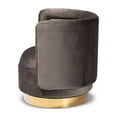 thumbnail image 3 of Baxton Studio Saffi Glam and Luxe Grey Velvet Fabric Upholstered Gold Finished Swivel Accent Chair, 3 of 6
